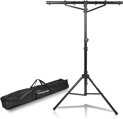 Miniatura 12 de Sound Town Paquete de 2 soportes de iluminación para DJ, altura ajustable, 9 pies de alto, con barra en T y base de trípode (STLS-T09-PAIR)