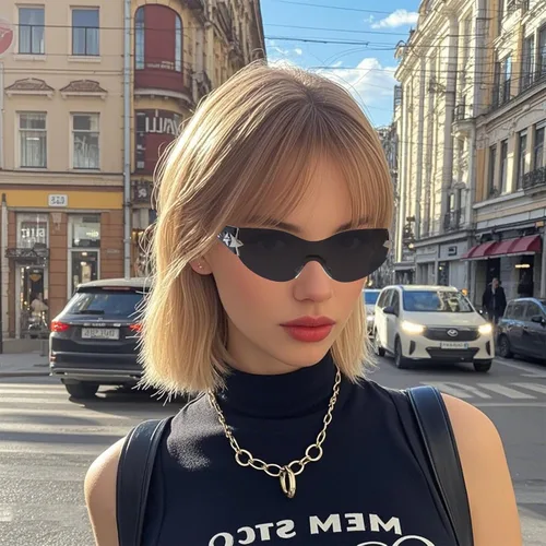 Miniatura 6 de Nydotd Lentes de sol Y2K sin montura envolventes para mujeres y hombres, sin marco, gafas de sol de moda de los años 2000 Marco negro / Lente negro
