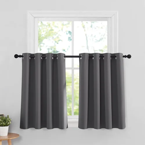 Miniatura 18 de RYB HOME Cortinas opacas de cocina de 36 pulgadas de largo, tratamiento de privacidad para ventanas pequeñas, aislamiento térmico, telón de fondo