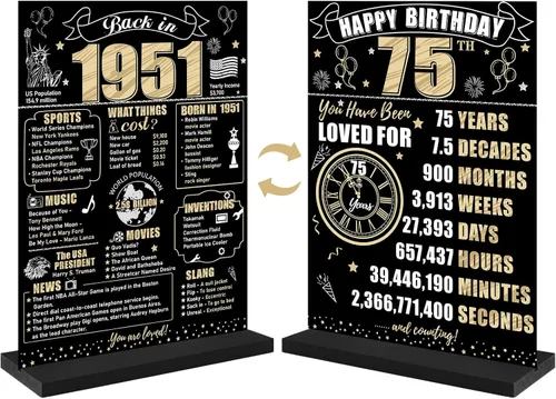 Miniatura 15 de Decoración de cumpleaños número 100 para hombres y mujeres, póster de mesa de madera de dos caras con soporte para fiestas, soporte para exhibición