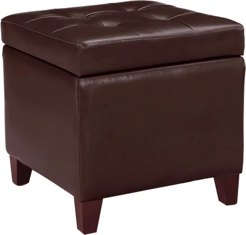 Miniatura 17 de Homebeez Taburete otomano de almacenamiento de piel sintética con tapa abatible (negro)