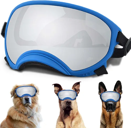 Miniatura 30 de Gafas de sol grandes para perros con correa ajustable, protección UV, a prueba de victorias, adecuadas para perros medianos y medianos