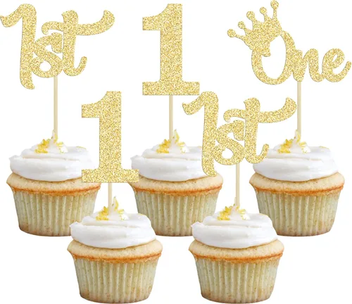 Miniatura 14 de 24 piezas de adornos para cupcakes de tercer cumpleaños, adornos para cupcakes de tercer cumpleaños con purpurina, tres adornos para cupcakes