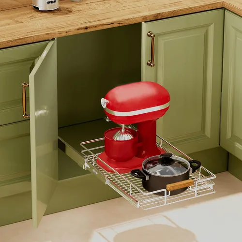 Miniatura 6 de Mount Walker Organizador de gabinete extraíble (14 pulgadas de ancho x 21 pulgadas de profundidad), estantes de despensa deslizables resistentes