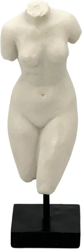 Galt International Estatua de cuerpo de mármol de polietileno de 13.5 pulgadas con pedestal negro para decoración del hogar, escultura de dios