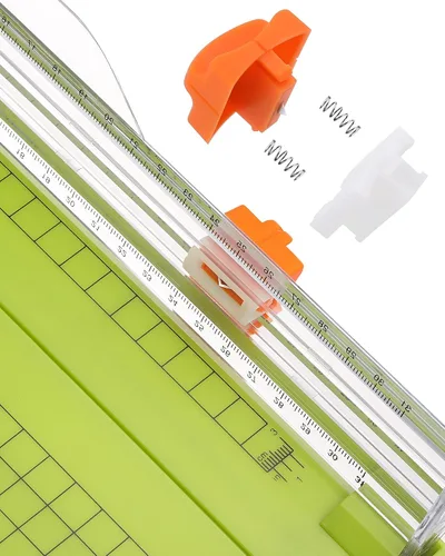 Miniatura 4 de Firbon Cortador de Papel A4 Verde Hierba de 12 Pulgadas Recortador de Papel Recto de Titanio con Regla Lateral para Scrapbooking, Manualidades