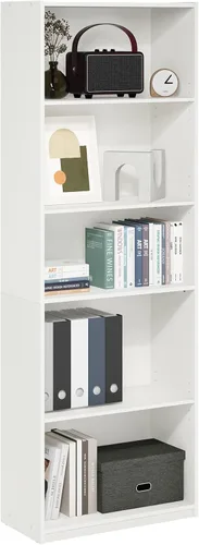 Miniatura 17 de Furinno GEHRY - Estantería para libros, 5 niveles, con estantes ajustables, 11.6 x 24.8 x 71.4 pulgadas, para oficina en casa, sala de estar, roble