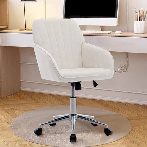 Miniatura 11 de Silla de escritorio de oficina en casa, silla de tocador, moderna silla con respaldo bajo ajustable de terciopelo, silla de oficina tapizada