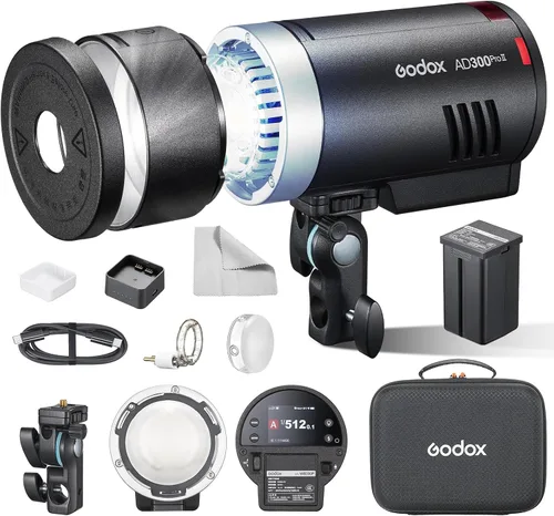 GODOX AD300Pro II 300Ws Flash estroboscópico monolight, 2.4G TTL 1/8000 HSS 2.4G Flash inalámbrico TTL, 0.01-1.5s tiempo de reciclaje, 350 potencia