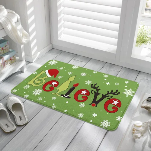 Miniatura 7 de Belive - Alfombra de baño de Navidad para niños, antideslizante, absorbente, lavable, decoración de baño, alfombra de entrada para ducha y bañera