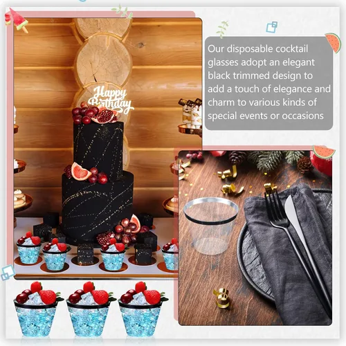 Miniatura 5 de Patelai 200 vasos de plástico con borde de 9 onzas, vasos de vino desechables, vasos de plástico transparente resistentes para fiestas, bodas