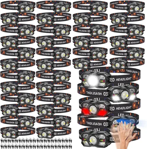 Miniatura 9 de KunHe Paquete de 10 faros delanteros LED recargables con sensor de movimiento, 10 modos para equipo de campamento al aire libre, senderismo, pesca