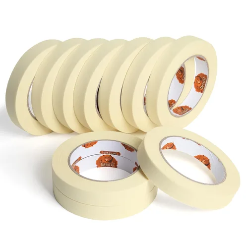 TAPEBEAR - Cinta protectora de uso general 0.7 pulgadas x 60 yardas, color beige/blanco, cinta de pintor para pintura, etiquetado, manualidades DIY,