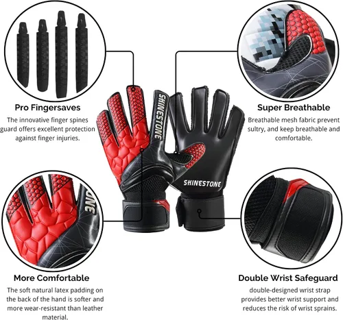 Miniatura 3 de Pro-Level - Guantes de portero de fútbol con protectores de dedos profesionales y palmas de látex premium de 0.157 pulgadas, agarre y protección