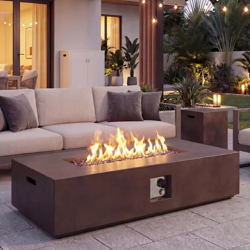Miniatura 17 de COSIEST mesa cuadrada de propano para exteriores de arenisca con protector contra el viento, certificada, quemador de acero inoxidable de 50,000