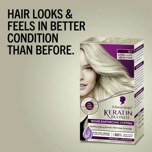 Miniatura 4 de Schwarzkopf Keratin Color - Tinte permanente para el cabello, 10.1 rubio ceniza extraclaro, 1 aplicación - Tinte permanente para el cabello