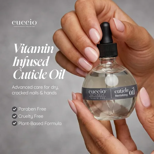 Miniatura 5 de Cuccio Naturale Aceite revitalizante para cutículas de melocotón y vainilla, tratamiento hidratante para cutículas secas y dañadas y uñas finas, sin