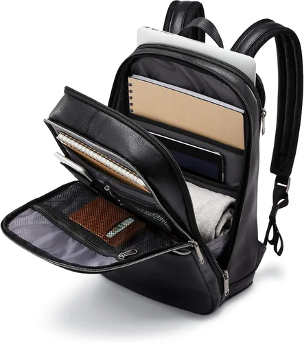 Miniatura 5 de Samsonite Mochila delgada clásica de cuero, Negro -, Mochila delgada clásica de cuero
