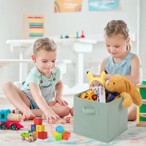 Miniatura 5 de Stero - Contenedores de tela para almacenamiento de 13x13x13 pulgadas, paquete de 6 cubos de almacenamiento de colores divertidos con asas, cestas