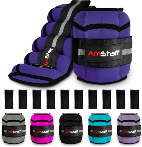 Miniatura 10 de AmStaff Fitness Pesas de tobillo ajustables, 1 par de correas de peso de piernas de 2, 4, 6, 8, 10 libras para entrenamiento de fuerza, caminar