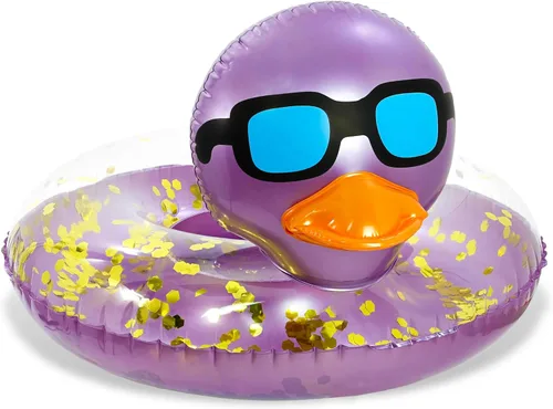 Miniatura 17 de POZA Flotador inflable de pato para piscina: vinilo resistente a los rayos UV, confeti de pato para piscina, flotador de piscina de animales, anillo