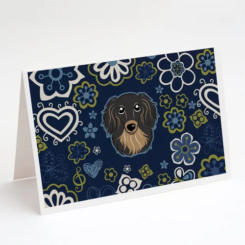 Miniatura 13 de Caroline's Treasures BB5095GCA7P - Tarjetas de felicitación y sobres con diseño de flores azules y sabuesos afganos, paquete de 8 tarjetas en blanco