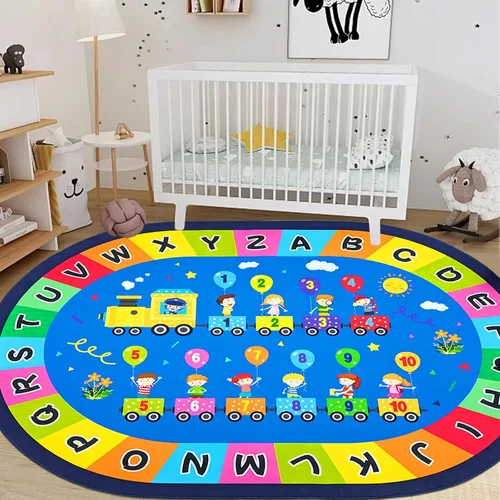 Miniatura 21 de USTIDE Alfombra ovalada para niños, 5 x 7 pulgadas, con letras del alfabeto ABC, alfombra educativa antideslizante, alfombra de juego para el aula