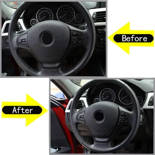 Miniatura 2 de YIWANG Adhesivo de botón de volante de fibra de carbono real para automóvil, 2 unidades, para BMW 3 4 Series F30 F33 F36 2013-2019 Accesorios