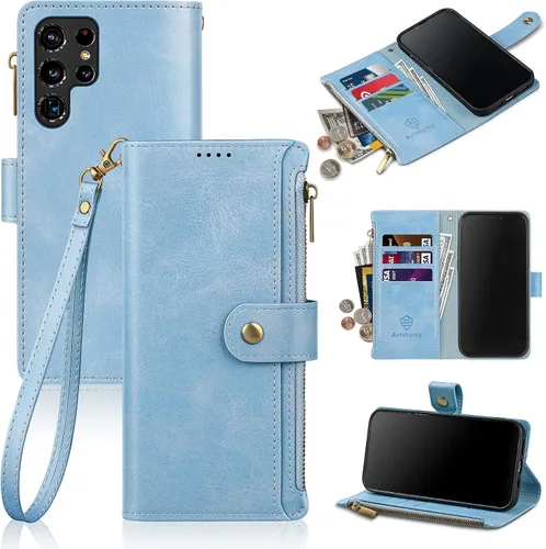 Miniatura 22 de Antsturdy Samsung Galaxy S22 Ultra - Cartera con tarjetero para mujeres y hombres, funda para teléfono Galaxy S22 Ultra 5G, bloqueo RFID, piel