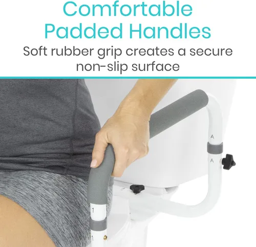 Miniatura 14 de Vive Barandilla de seguridad para inodoro - Barra de agarre ajustable - Marco de soporte compacto con pasamanos para asiento de inodoro de baño