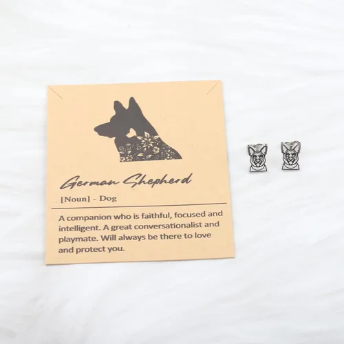 Miniatura 7 de Lywjyb Birdgot Aretes de pastor alemán con diseño de pastor alemán, regalo para hija