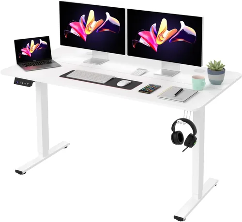 Miniatura 13 de Estación de trabajo de computadora de altura ajustable, escritorio eléctrico de pie para sentarse, mesa de computadora que se eleva hacia arriba