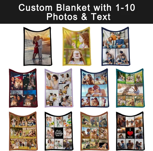 Miniatura 2 de Manta personalizada con fotos, mantas y mantas hechas en Estados Unidos, mantas personalizadas con fotos y texto para adultos, niños, familia