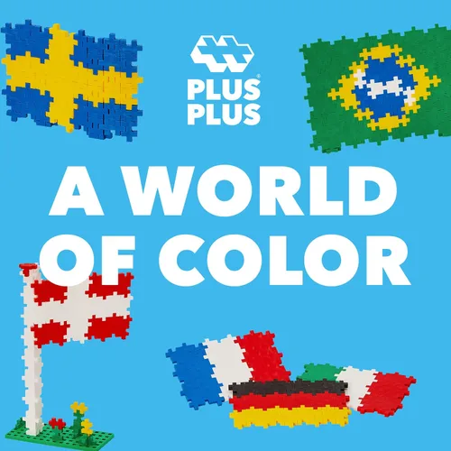 Miniatura 4 de Plus-Plus - Aprende a Construir - Banderas del Mundo - 500 Piezas, Juego de Construcción STEM/STEAM, Mini Bloques de Rompecabezas Interconectables