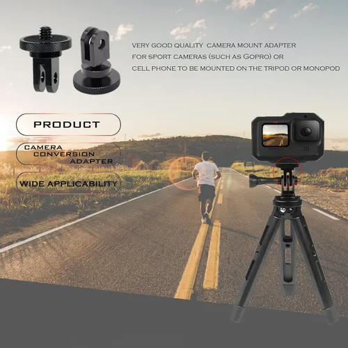 Miniatura 5 de Niewalda Adaptador de montaje de trípode de cámara de aluminio, 2 adaptadores de conversión ¼-20 para trípode, adecuado para GoPro