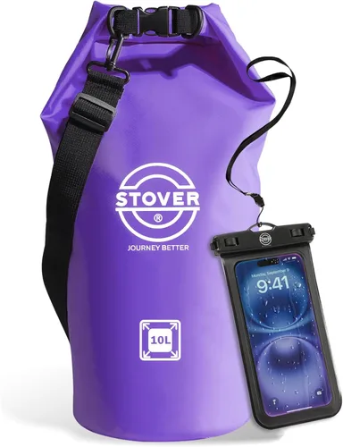 STOVER 5/10/25/30/40/55L Waterproof Dry Bag- Roll-Top Backpack w/Phone Case- Kayaking, Hiking, Camping, Boating- Men/Women 10L morado