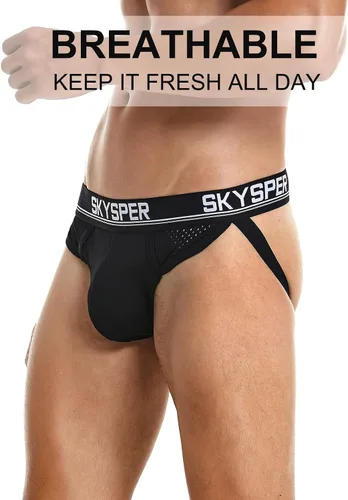 Miniatura 43 de SKYSPER Jock Strap Athletic Supporter para hombres Sexy Jockstrap Ropa interior masculina