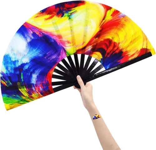 Ventilador de mano plegable grande para hombres y mujeres, ventilador de mano de bambú chinease/japonés, accesorios de festival, decoración de Océano