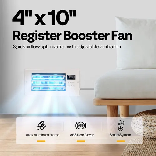Miniatura 7 de VIVOHOME Ventilador elevador de registro de apertura de 4 x 10 pulgadas con rejilla ajustable de dirección del viento, termostato inteligente