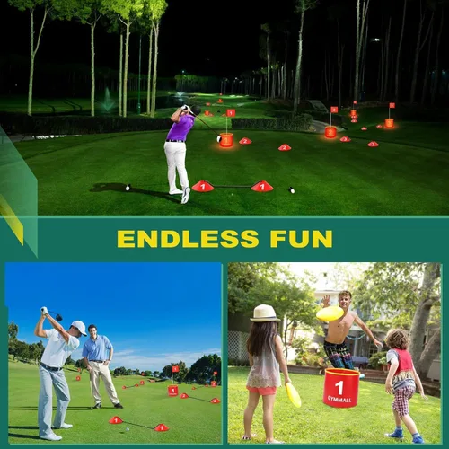 Miniatura 3 de Juego de cubo de golf para patio trasero, cubo de 6 agujeros, juego de golf con luz LED y banderas para adultos y niños en interiores y exteriores