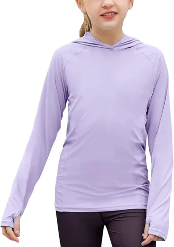 Miniatura 12 de Zaclotre - Sudadera con capucha para niños, con protección solar UPF 50+, de secado rápido, para niñas, con agujeros para los pulgares