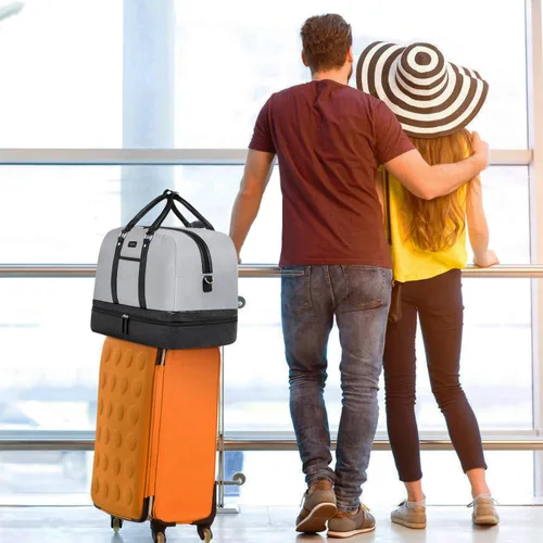 Miniatura 86 de IBFUN Bolsas de fin de semana para mujer, bolsa grande de lona para viaje, bolsa de viaje con compartimento para zapatos, 21 pulgadas, juego de 3