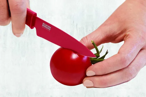Miniatura 3 de Kuhn Rikon Colori® - Cuchillo de pelar de acero inoxidable japonés de 4 pulgadas, hoja antiadherente, mango ergonómico y funda, color blanco