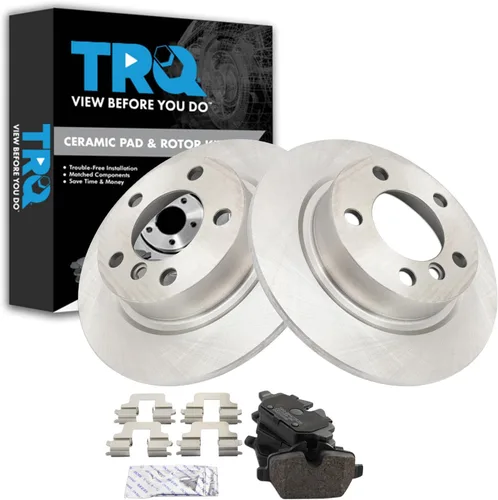 Miniatura 125 de TRQ Kit de rotor de freno trasero y pastillas de cerámica Posi premium compatible con camioneta Chevy GMC
