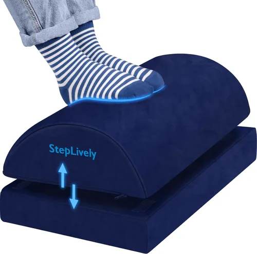 Miniatura 12 de StepLively Reposapiés para debajo del escritorio en el trabajo, cómodo taburete con 2 alturas ajustables, reposapiés con cubierta lavable, para Gris