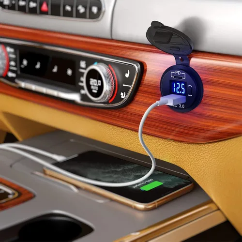Miniatura 2 de Nilight Enchufe USB PD tipo C y QC 3.0 USB de carga rápida 12V 24V Enchufe de coche Voltímetro Interruptor de encendido/apagado Kit de alambre