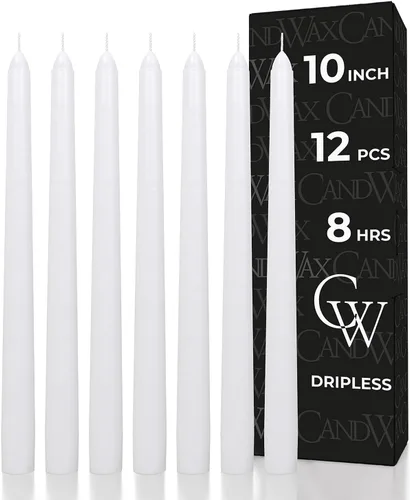 Miniatura 63 de CANDWAX Paquete de 12 velas cónicas rojas – Velas rectas sin goteo de combustión lenta sin perfume de 12 pulgadas – Ideal para mesa de comedor – Rojo
