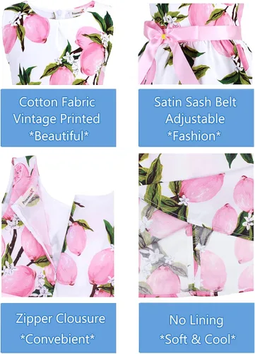 Miniatura 4 de Vestido de verano para niña, de algodón, con diseño floral