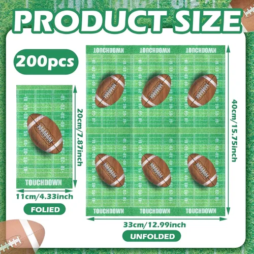 Miniatura 2 de Fuutreo 200 servilletas de fiesta de fútbol de 2 capas para invitados de fútbol, desechables, toalla de mano para el día del juego, suministros