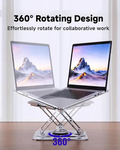 Miniatura 6 de Soporte para computadora portátil para escritorio, soporte ajustable giratorio para computadora, base de rotación de 360°, soporte ergonómico